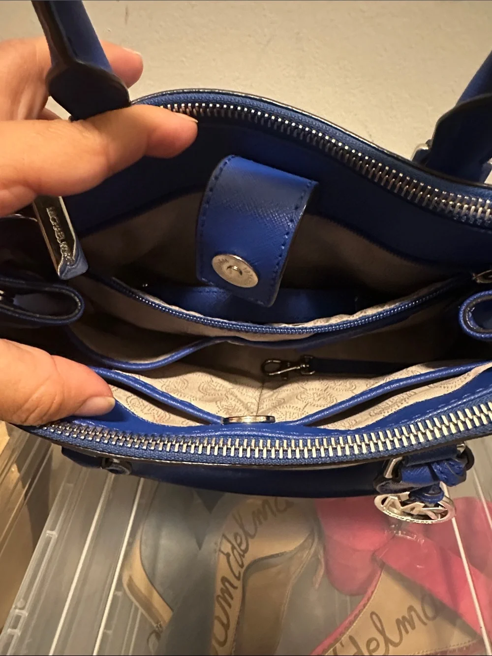 Michael Kors Royal Blue Leather Satchel with MK Charm